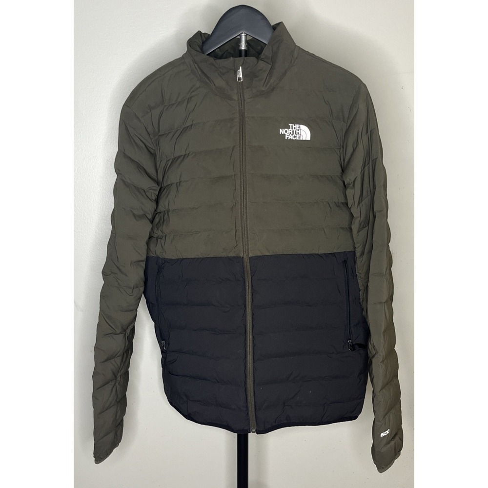 The North Face Boys XXL Belleview Stretch Down Jacket Green Black Puffer Coat 18